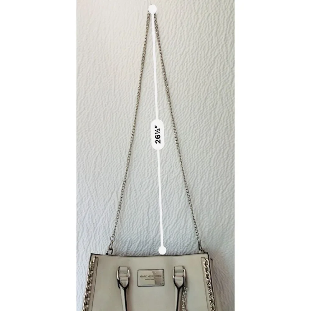 Vintage Marc New York faux white leather satchel with chain detail